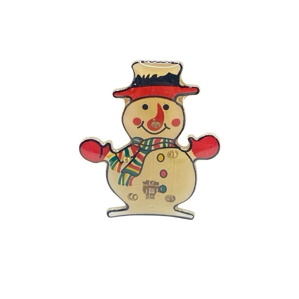 Snowman Enamel Brooch Light Up Holiday Winter Christmas Pin Xueren DA2 Xmas